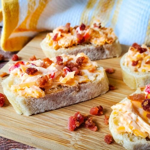 Pimento Cheese and Bacon Crostini