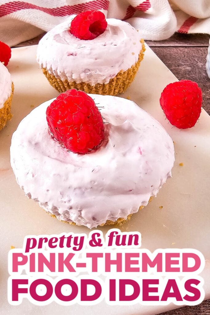 Pink Food Ideas-Mini No-Bake Raspberry Cheesecakes copy