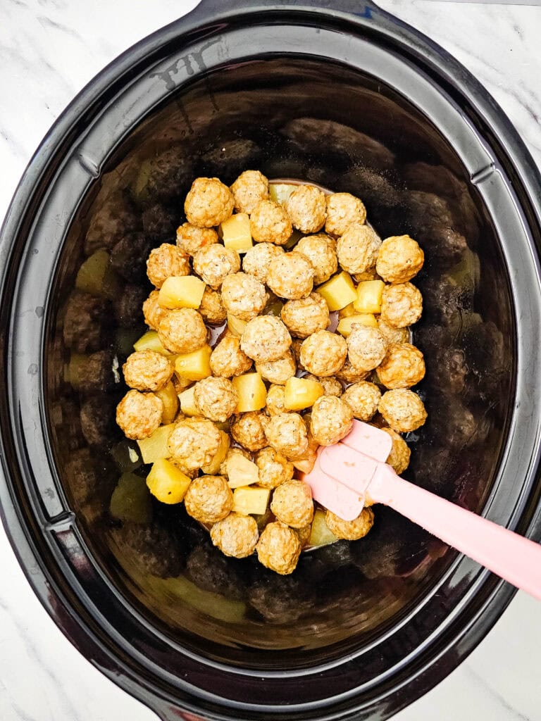 Crockpot Sweet and Sour Meatballs Process Photo