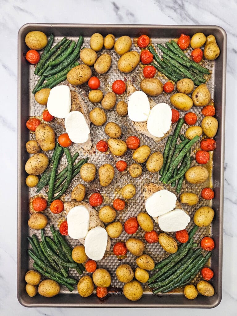 Sheet Pan Chicken Caprese Process Photo