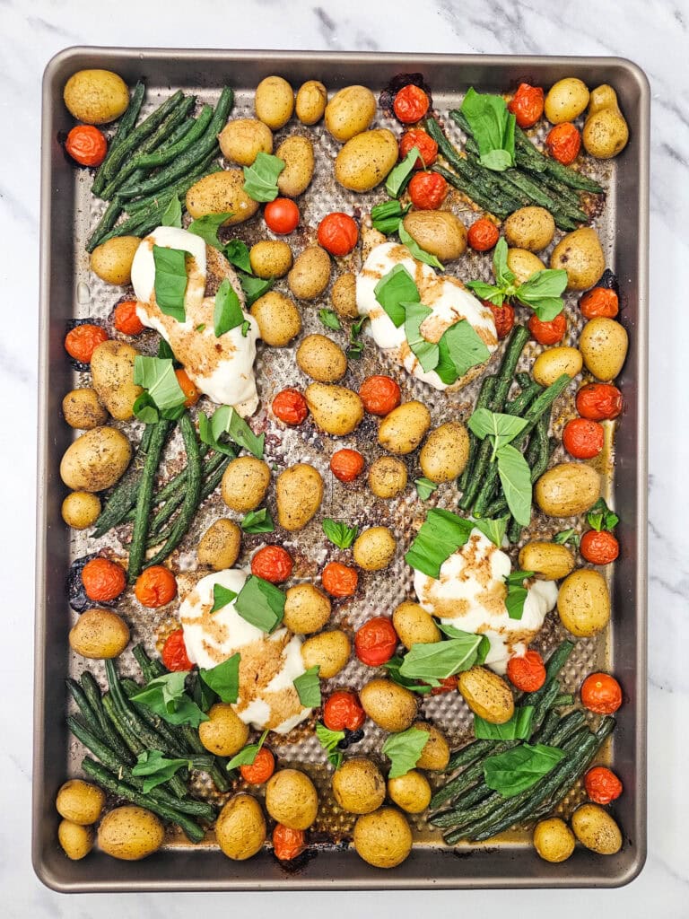 Sheet Pan Chicken Caprese Process Photo