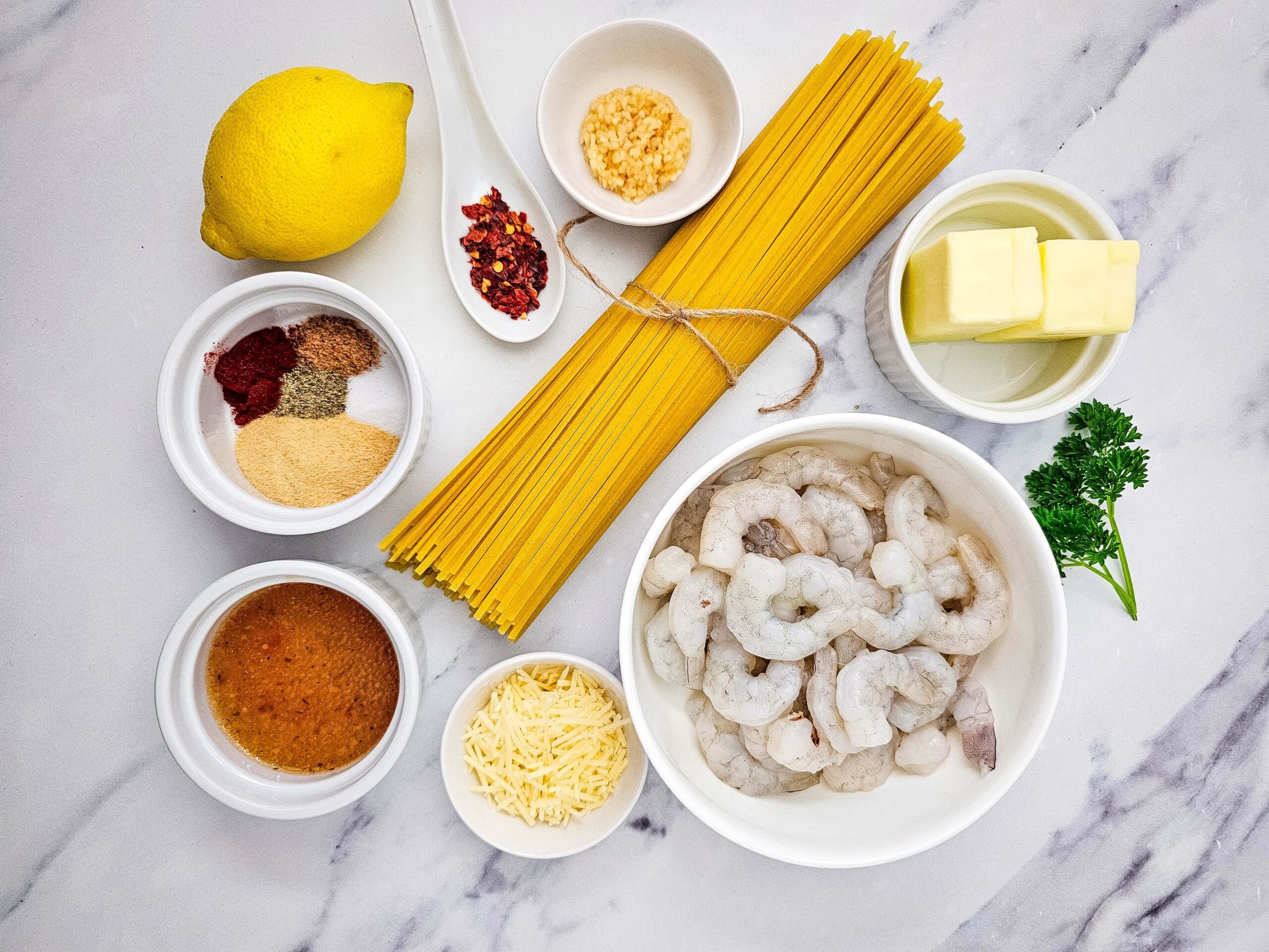 Shrimp Scampi with Linguini Process Ingredients