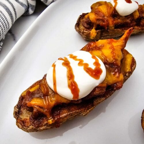 Crispy Pulled Pork and Cheese Potato Skins