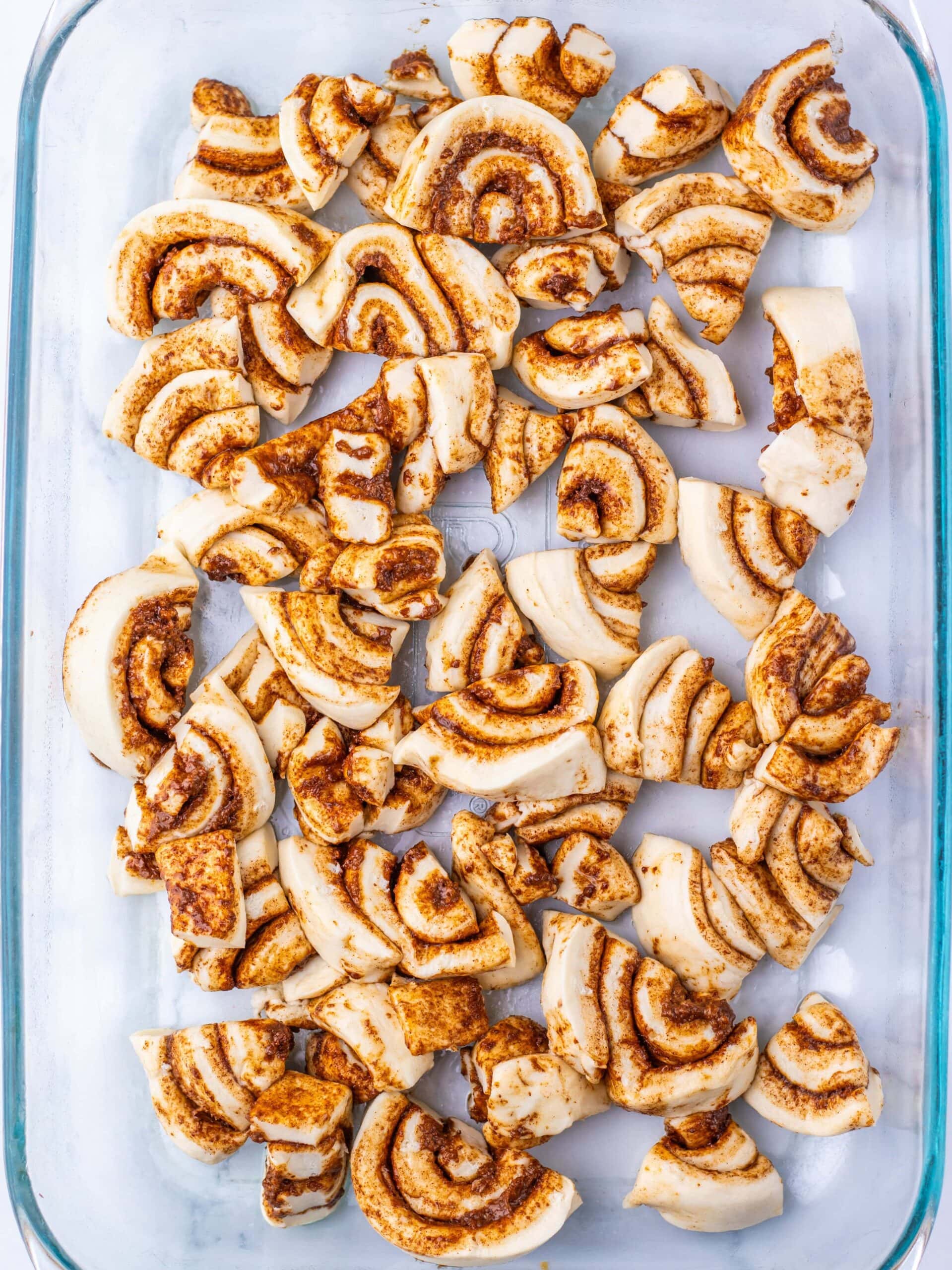 Pumpkin Cinnamon Roll Casserole Process Photo