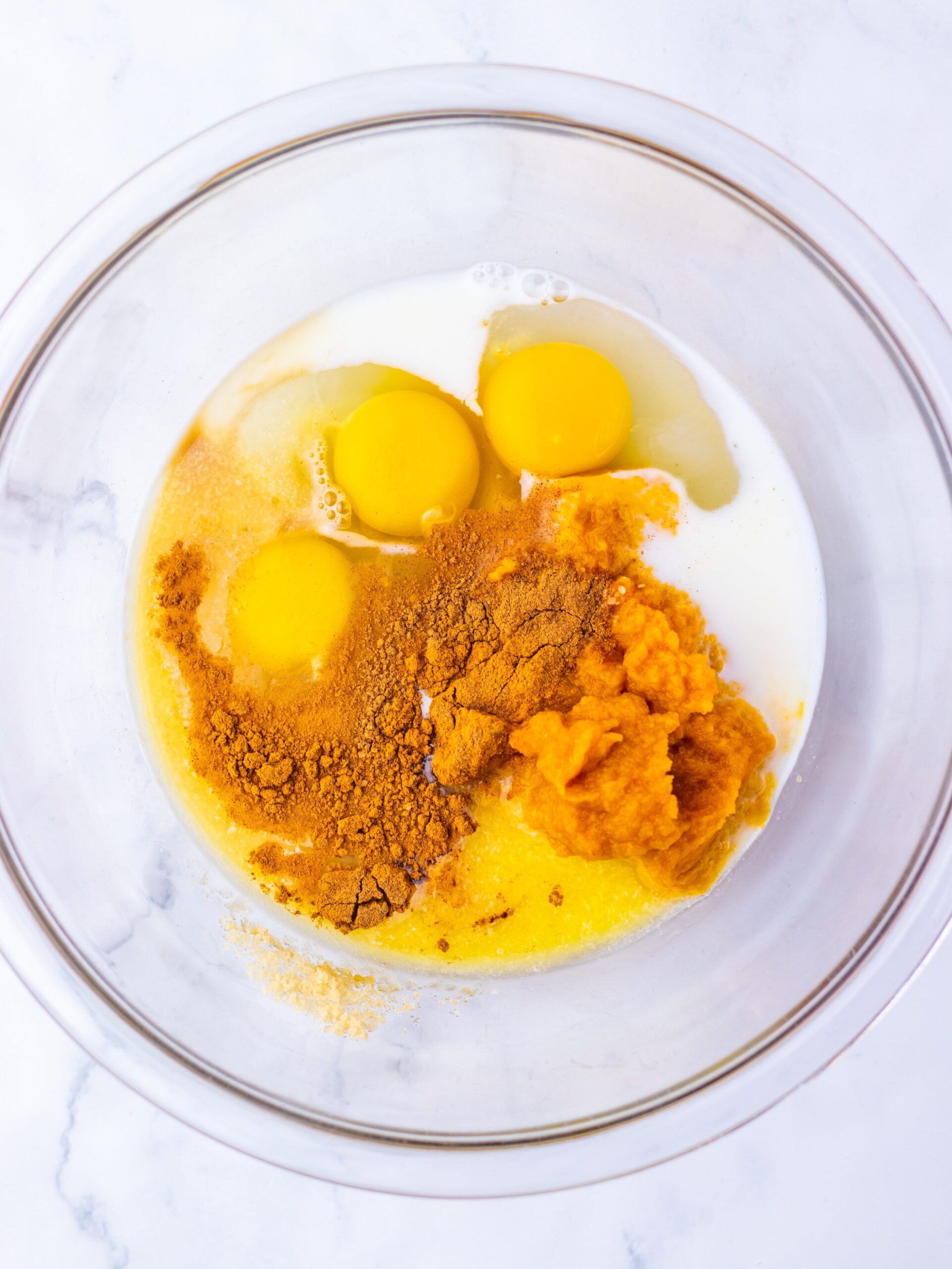 Pumpkin Cinnamon Roll Casserole Process Photo