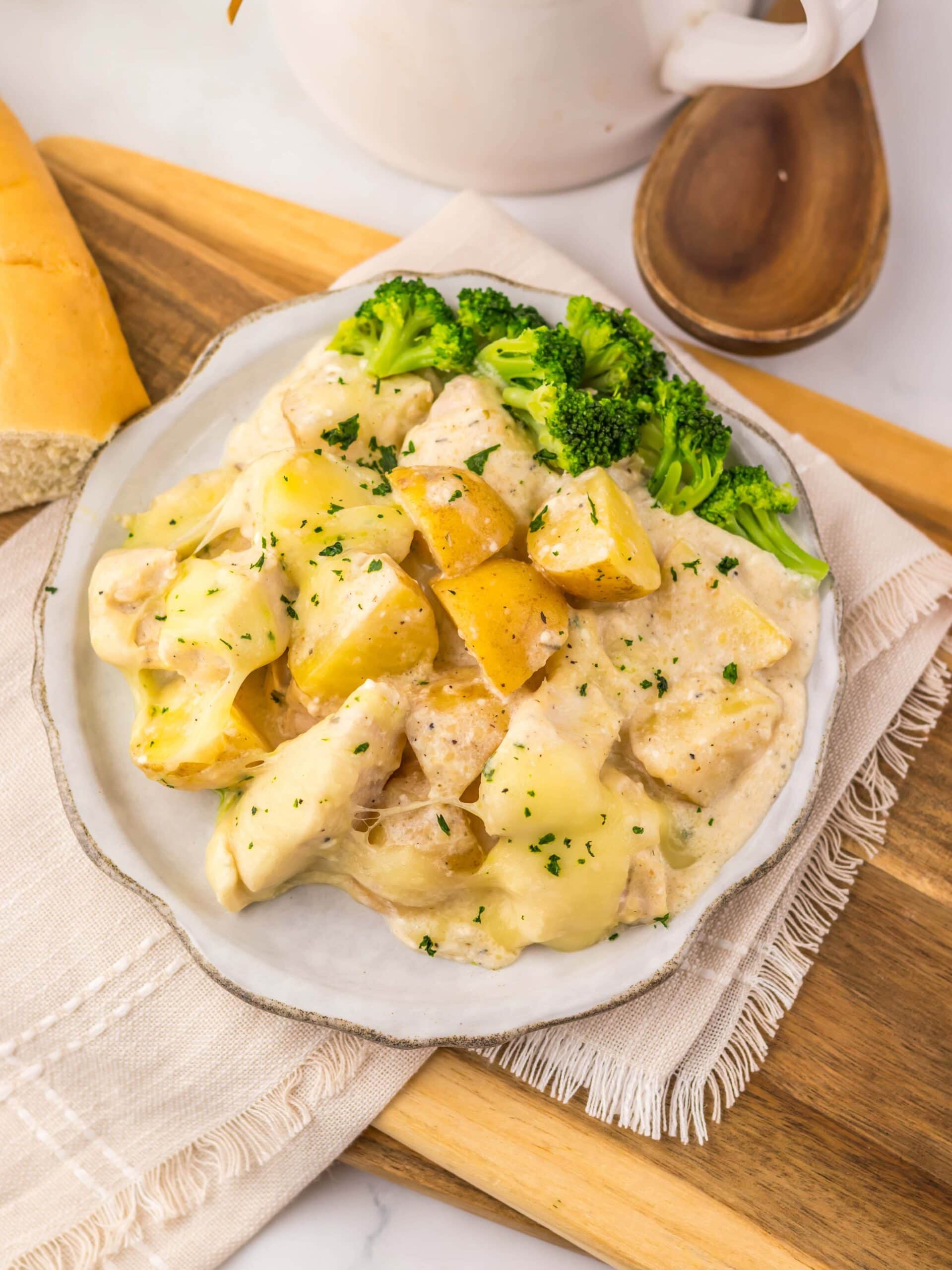Slow Cooker Cheesy Caesar Chicken & Potatoes