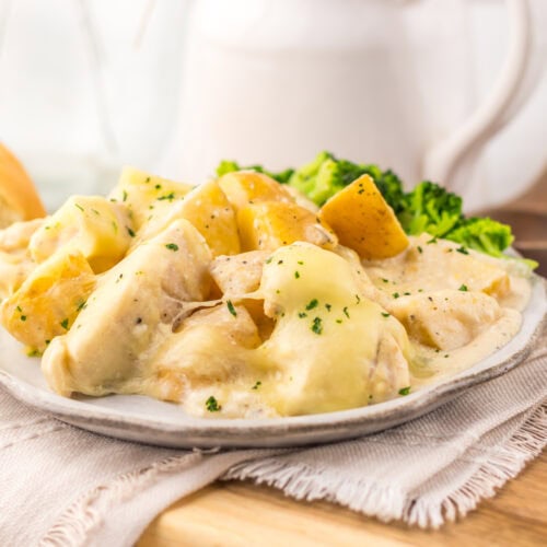 Slow Cooker Cheesy Caesar Chicken & Potatoes