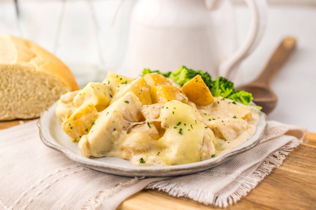 Slow Cooker Cheesy Caesar Chicken & Potatoes