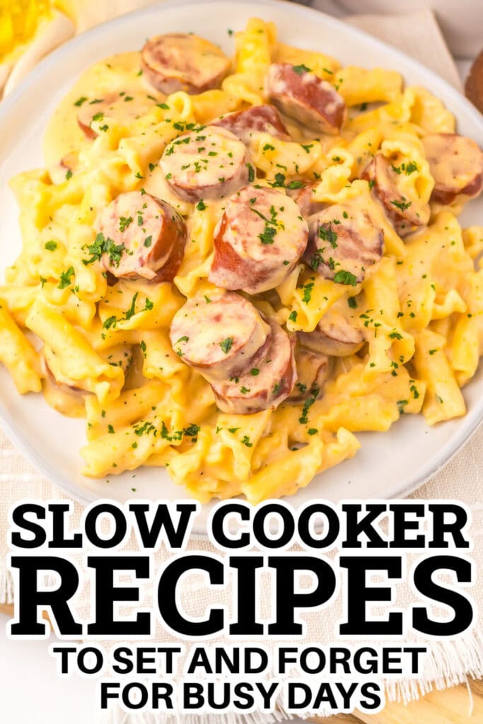 Slow Cooker Recipes - Slow Cooker Beer Cheese Sausage Pasta copy
