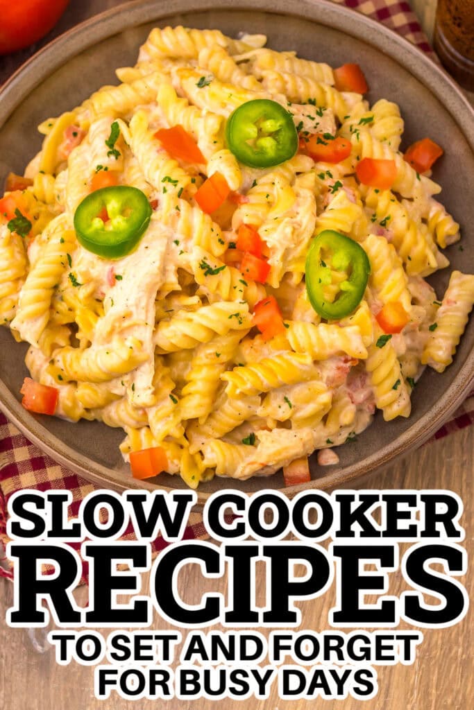 Slow Cooker Recipes - Slow Cooker Creamy Queso Chicken Pasta copy