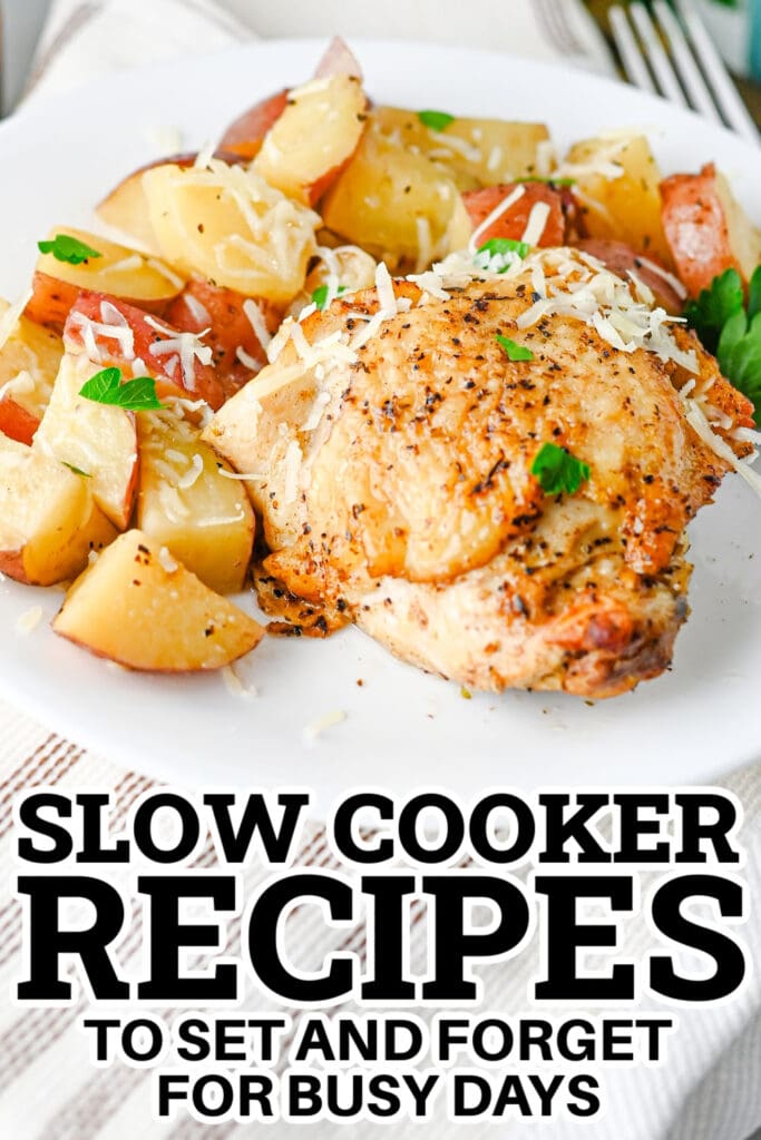 Slow Cooker Recipes - Slow Cooker Garlic Parmesan Chicken and Potatoes copy