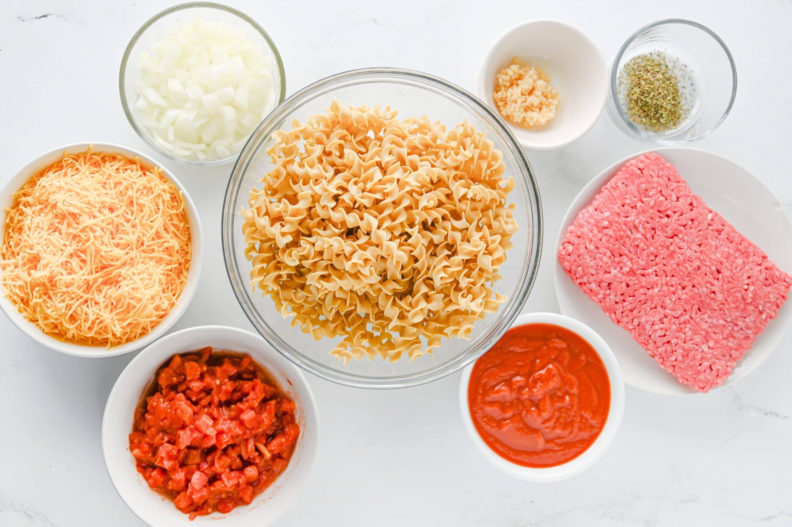 Cheesy Ground Beef and Egg Noodle Casserole Process Ingredients