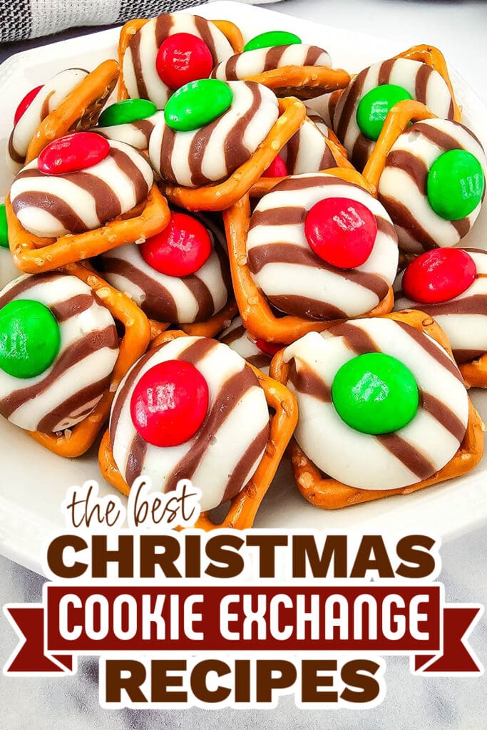 christmas cookie exchange recipes - Christmas M&M Pretzel Hugs copy