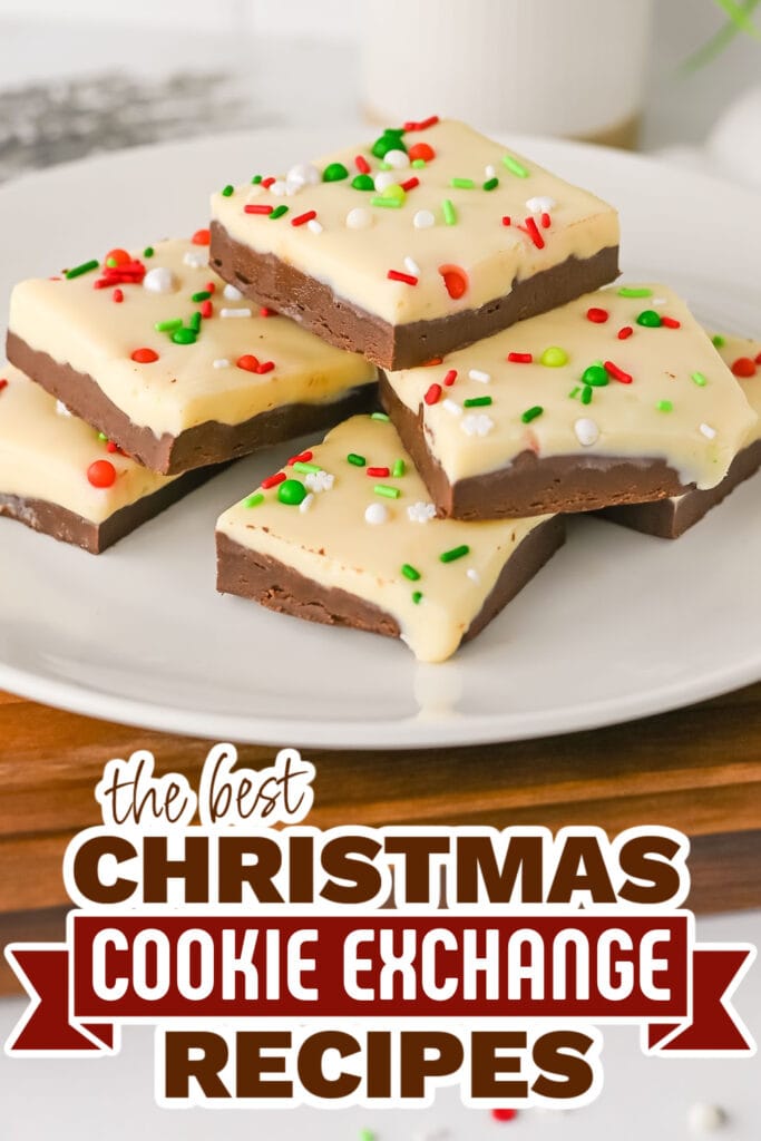 christmas cookie exchange recipes -No-Bake Layered Christmas Fudge copy