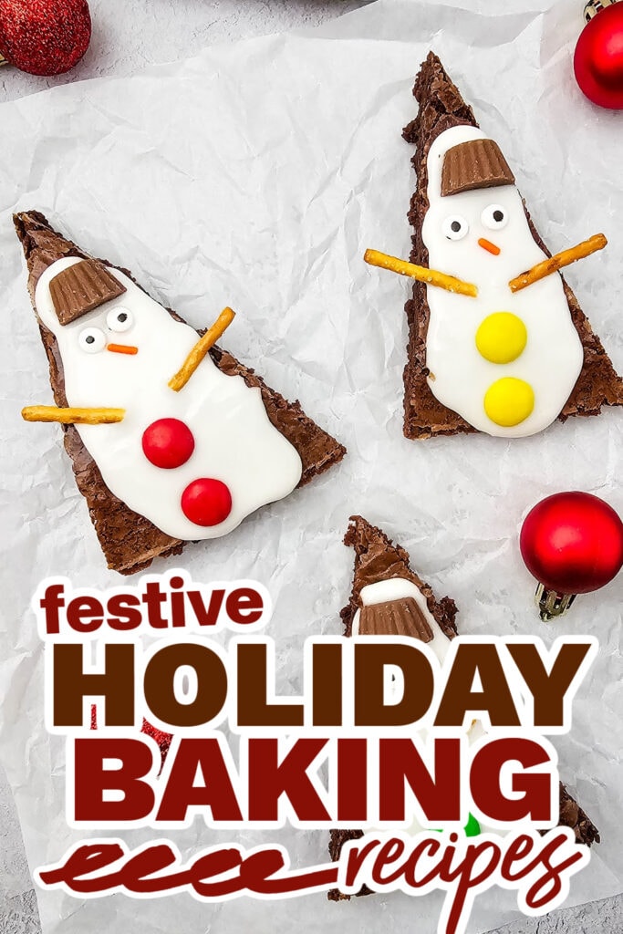 holiday baking recipes - Christmas Snowman Brownies copy