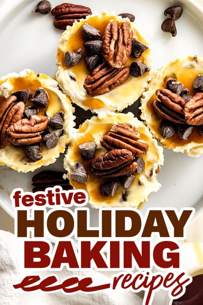 holiday baking recipes - No Bake Mini Turtle Cheesecakes copy