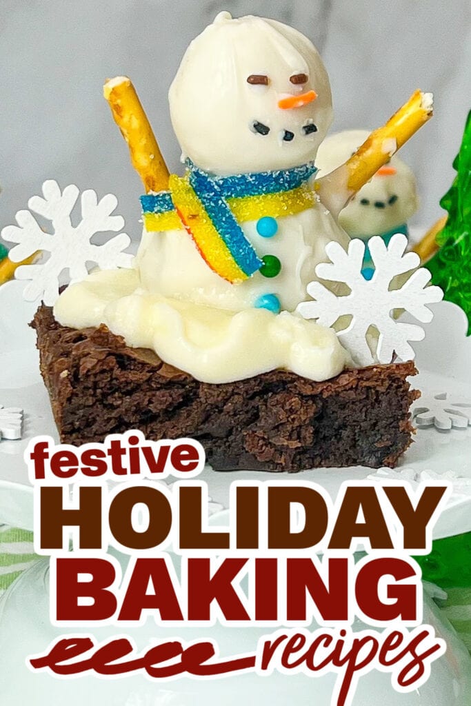 holiday baking recipes - Snowman Truffle Brownies copy