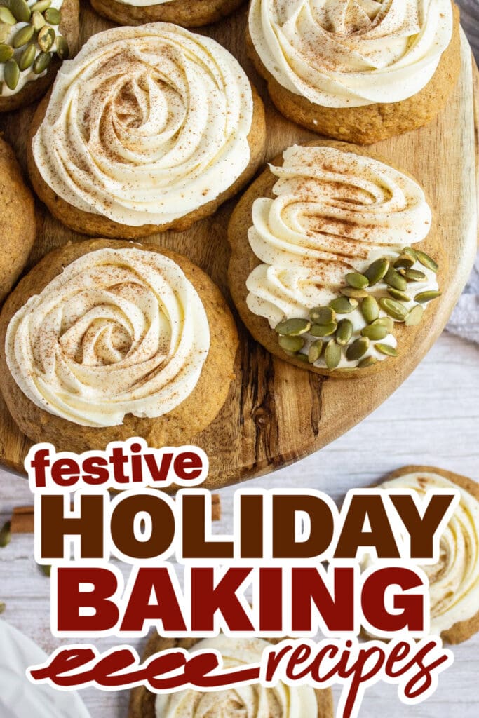 holiday baking recipes - Soft Pumpkin Cookies with Cream Cheese Frosting copy