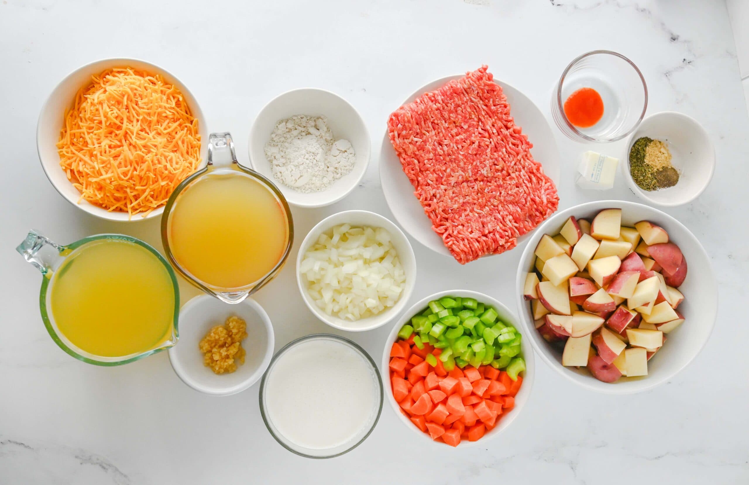 Creamy Italian Sausage Potato Soup Process Ingredients