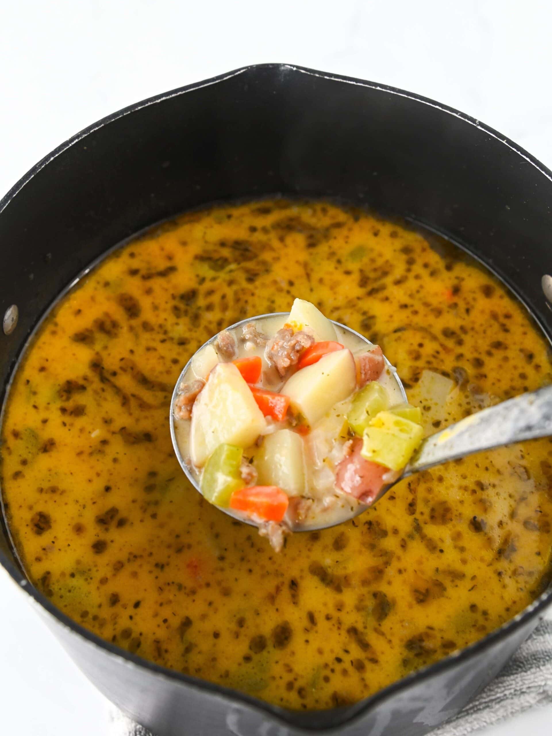Creamy Italian Sausage Potato Soup Process Photo