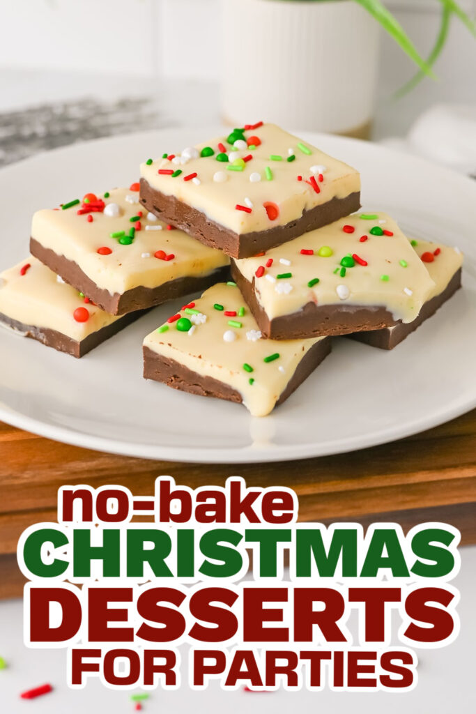 no bake christmas desserts - No-Bake Layered Christmas Chocolate Fudge