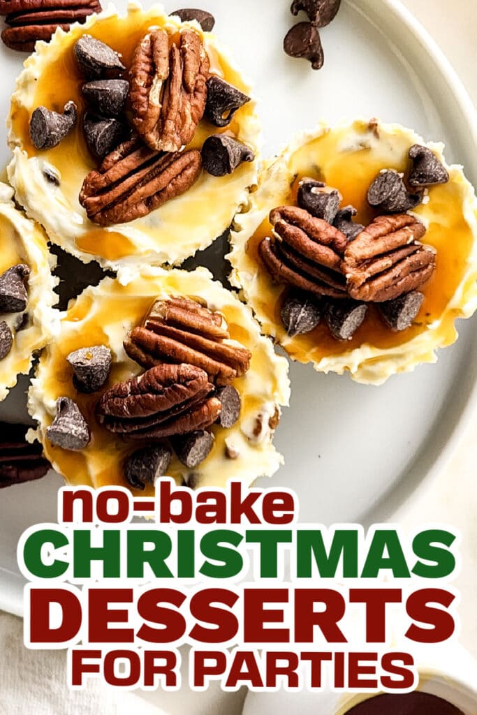 no bake christmas desserts - No Bake Mini Turtle Cheesecakes copy
