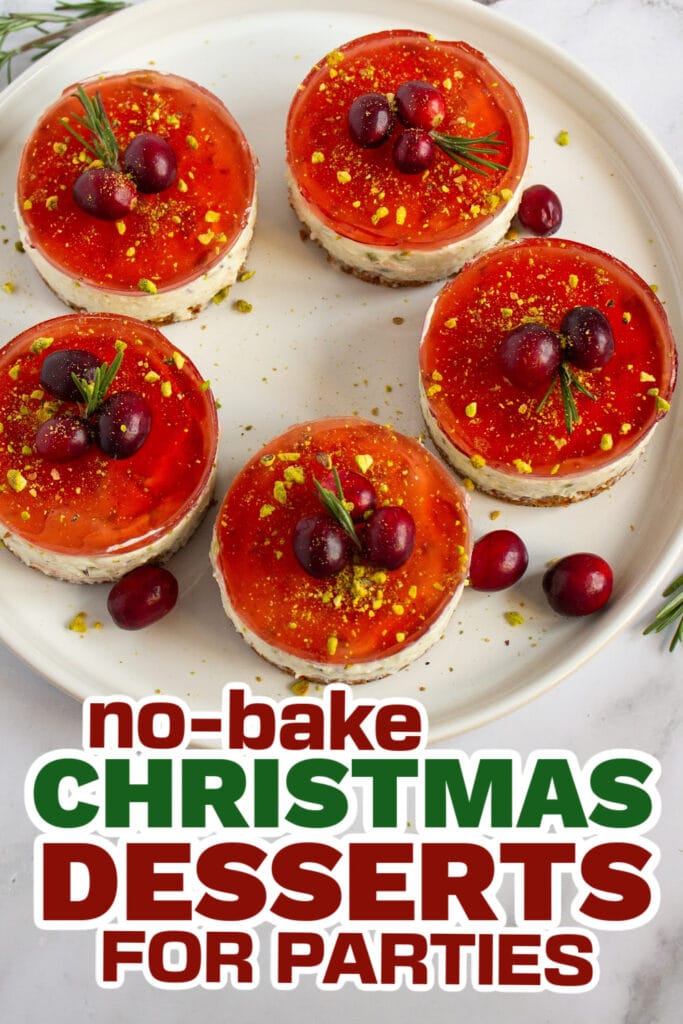 no bake christmas desserts - Pistachio Cranberry No-Bake Mini Cheesecakes copy