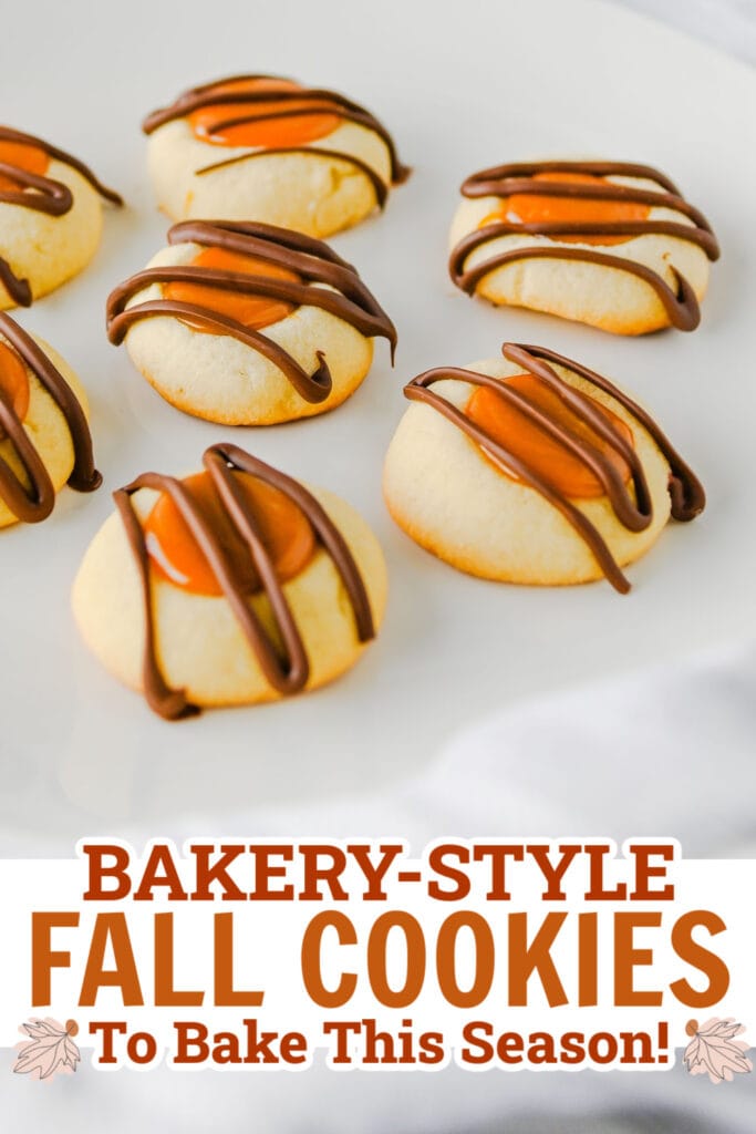 pinned fall cookies - Caramel Chocolate Chip Thumbprint Cookies