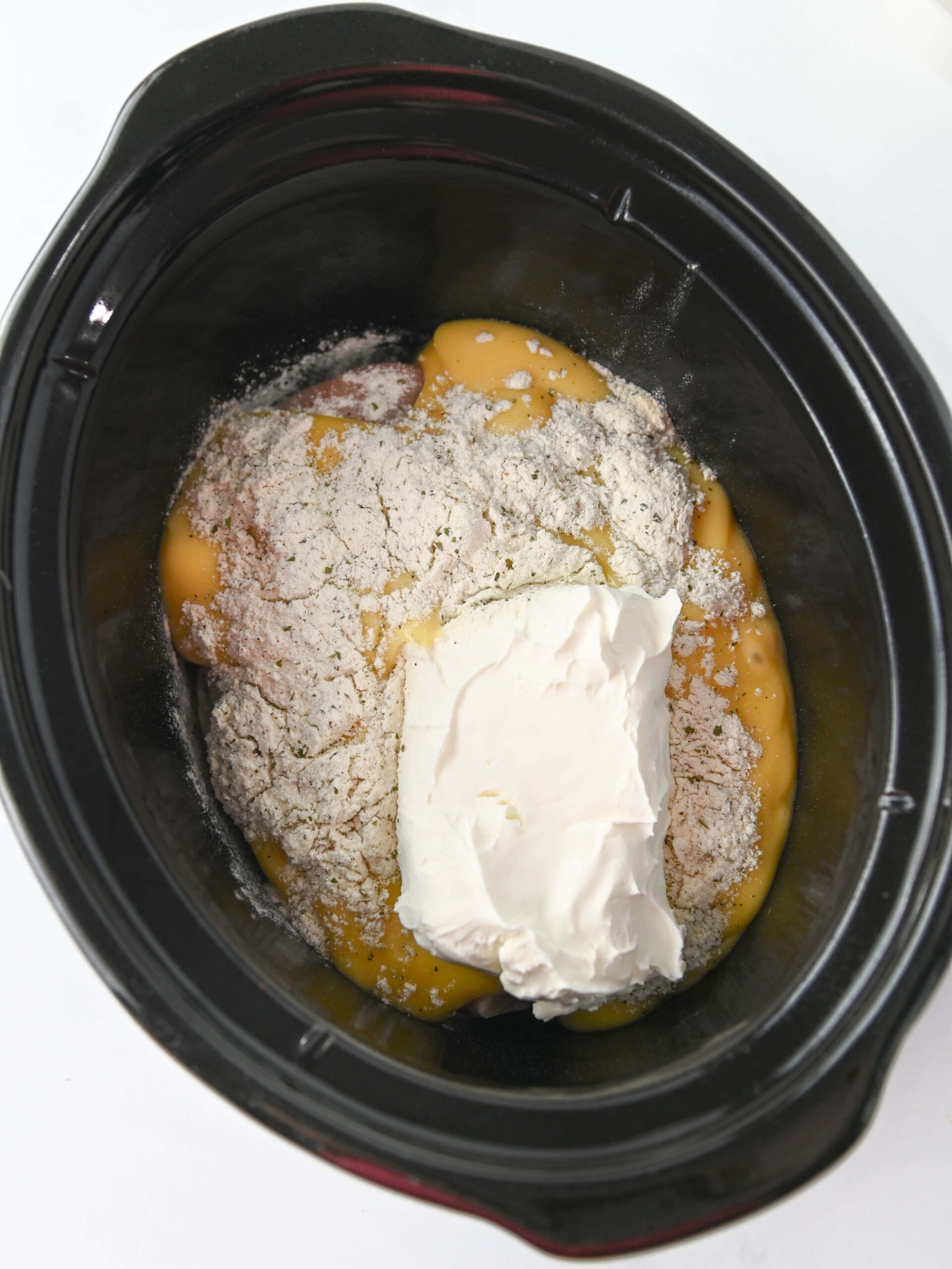 Crockpot Creamy Ranch Chicken Pasta Process Photo