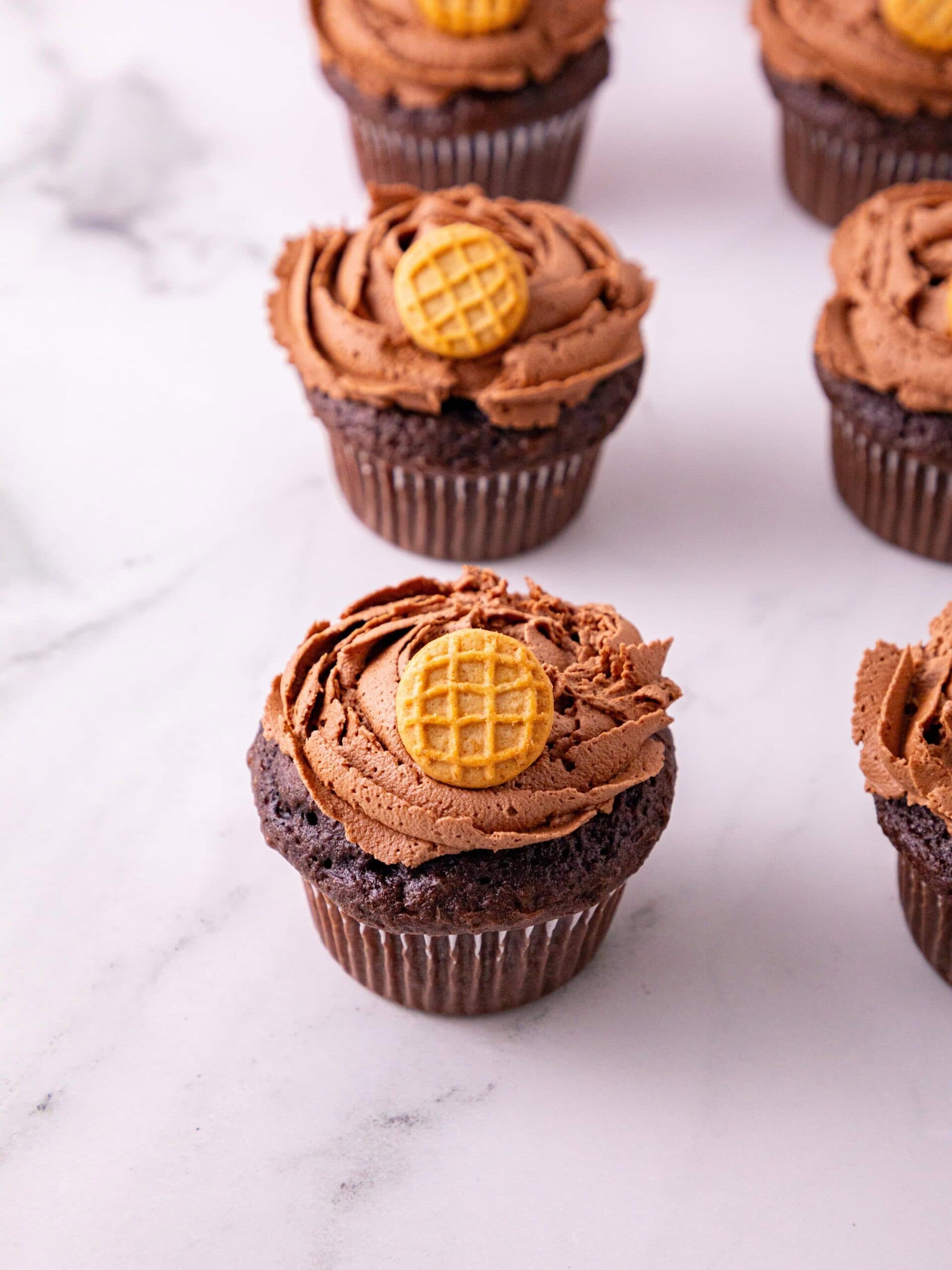 Turkey Cupcakes with Chocolate Peanut Butter Frosting Process Photo