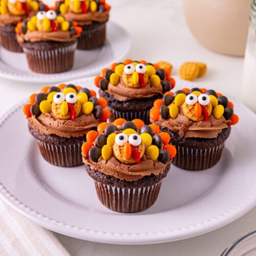 Turkey Cupcakes with Chocolate Peanut Butter Frosting