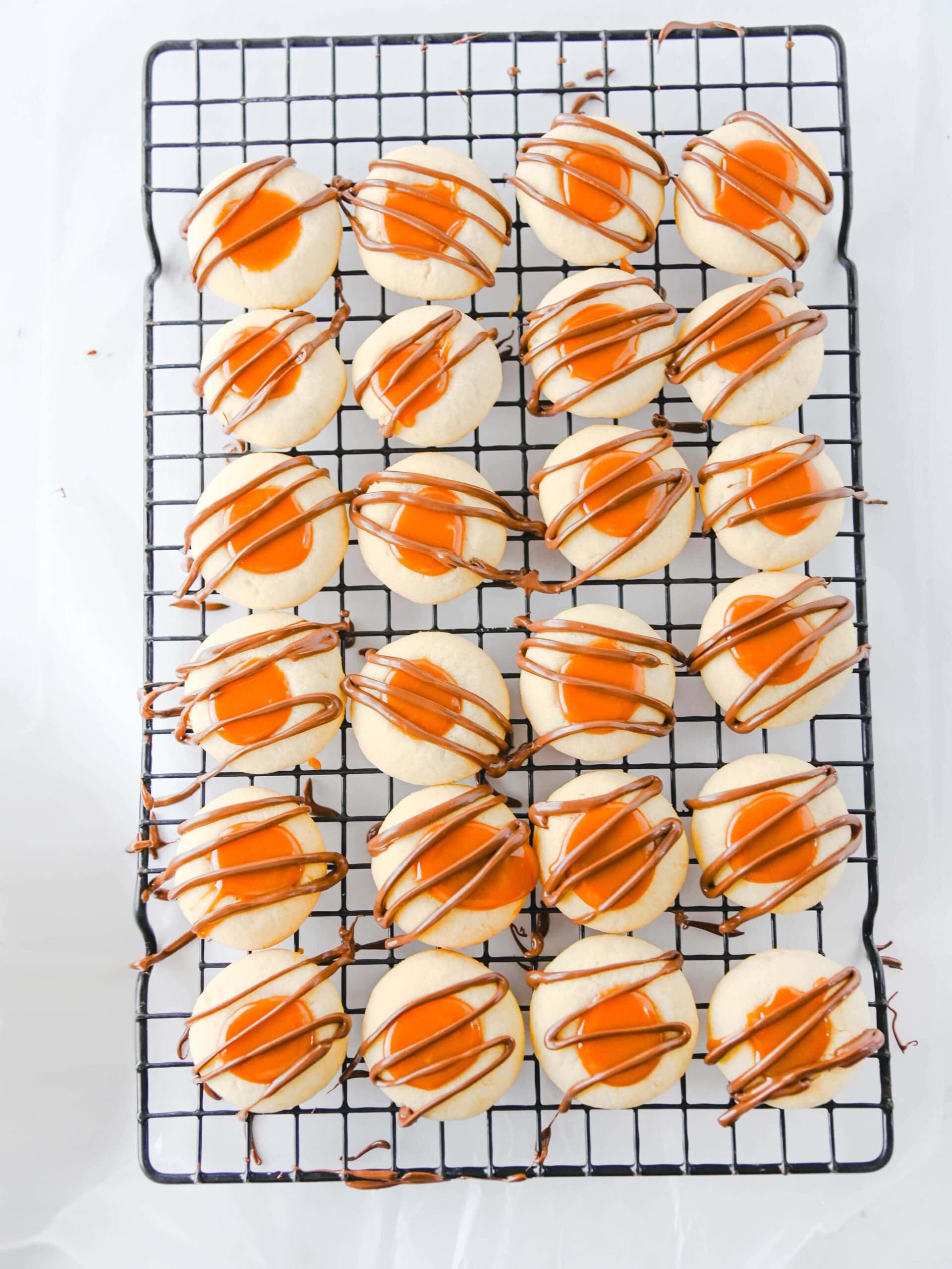 Caramel Chocolate Chip Thumbprint Cookies Process Photo