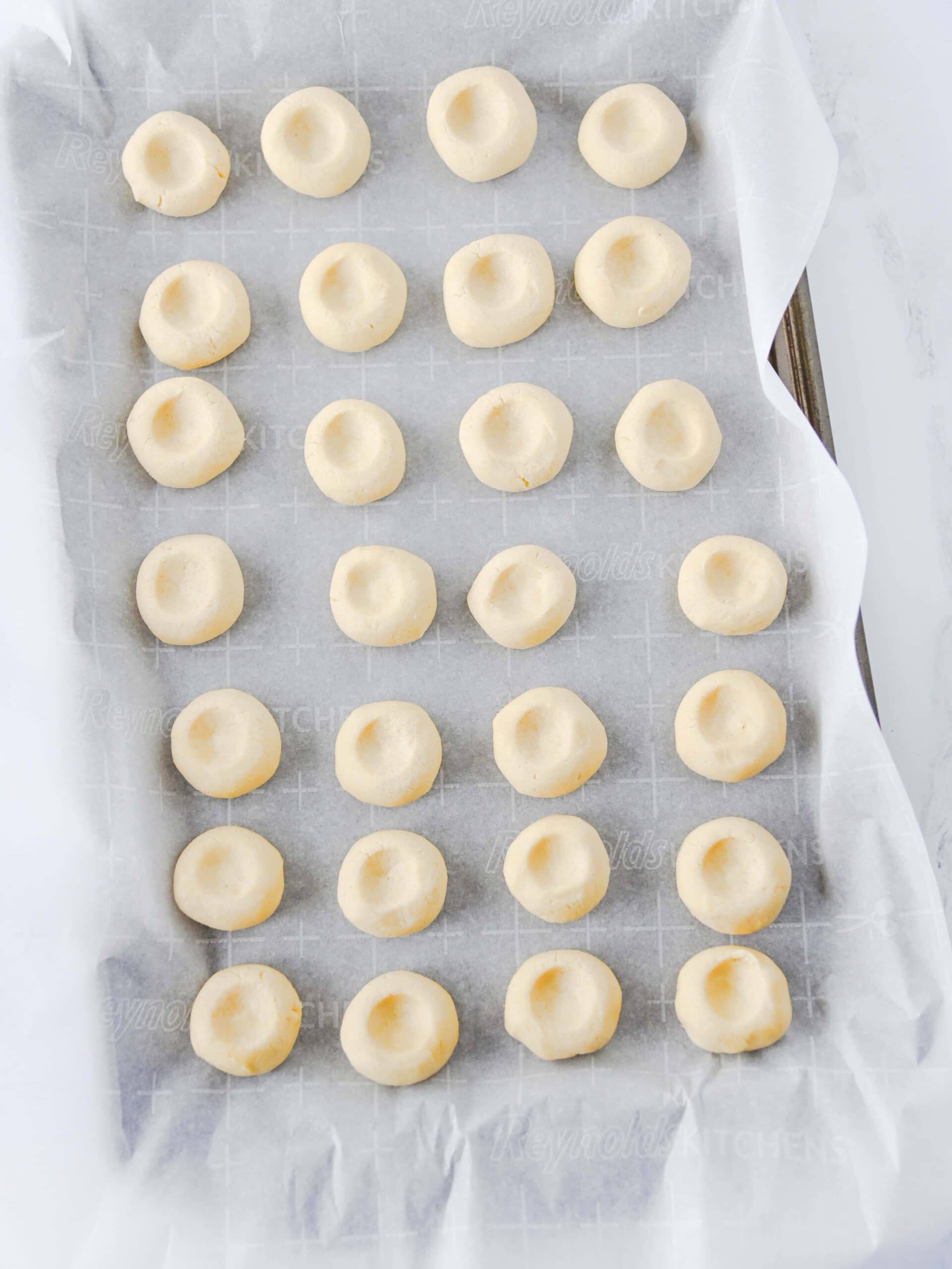 Caramel Chocolate Chip Thumbprint Cookies Process Photo